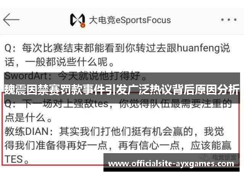 魏震因禁赛罚款事件引发广泛热议背后原因分析